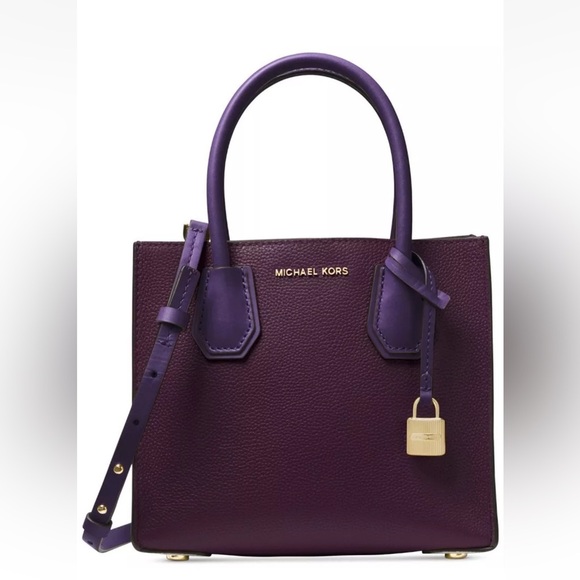 Michael Kors Handbags - NWOT MICHAEL KORS MERCER Studio colorblock messenger Leather damson iris bagtote